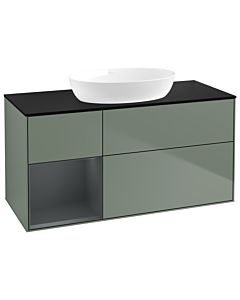Villeroy und Boch Finion Waschtischunterschrank GA62HGGM 120cm, Abdeckplatte black matt, Emotion, Regale Midnight matt lacquer, Olive Matt Lacquer