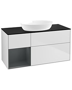 Villeroy und Boch Finion Waschtischunterschrank GA62HGMT 120cm, Abdeckplatte black matt, Emotion, Regale Midnight matt lacquer, White matt lacquer