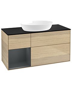 Villeroy und Boch Finion Villeroy und Boch Finion GA62HGPC 120cm, cover plate black matt, Emotion, shelves Midnight matt lacquer, Oak Veneer
