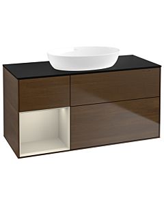 Villeroy und Boch Finion Villeroy und Boch Finion GA62HHGN 120cm, cover plate black matt, Emotion, shelves sand matt lacquer, walnut veneer