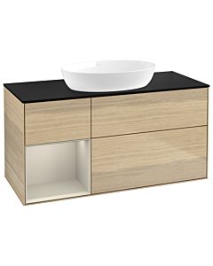 Villeroy und Boch Finion Waschtischunterschrank GA62HHPC 120cm, Abdeckplatte black matt, Emotion, Regale sand matt lacquer, Oak Veneer