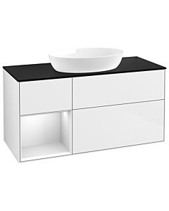 Villeroy und Boch Finion Villeroy und Boch Finion GA62MTGF 120cm, cover plate black matt, Emotion, shelves white matt lacquer, glossy white lacquer