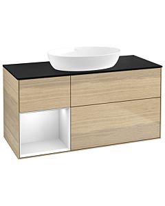 Villeroy und Boch Finion Villeroy und Boch Finion GA62MTPC 120cm, cover plate black matt, Emotion, shelves white matt lacquer, Oak Veneer