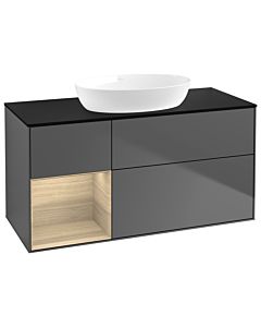 Villeroy und Boch Finion Waschtischunterschrank GA62PCGK 120cm, Abdeckplatte black matt, Emotion, Regale Oak Veneer, Anthracite matt