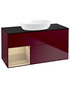 Villeroy und Boch Finion Villeroy und Boch GA62PCHB 120cm, plaque de recouvrement noir mat, Emotion, étagères Oak Veneer , Peony Matt