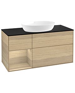 Villeroy und Boch Finion Villeroy und Boch GA62PCPC 120cm, plaque de recouvrement noir mat, emotion, étagères Oak Veneer , Oak Veneer