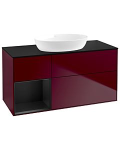 Villeroy und Boch Finion Villeroy und Boch GA62PDHB 120cm, plaque de recouvrement noire mate, Emotion, étagères Peony Matt noir mat, Peony Matt