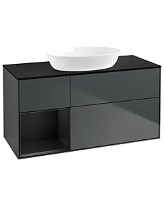 Villeroy und Boch Finion Villeroy und Boch GA62PDHG 120cm, plaque de recouvrement noir mat, Emotion, étagères laqué noir mat, Midnight Blue Matt Lacquer