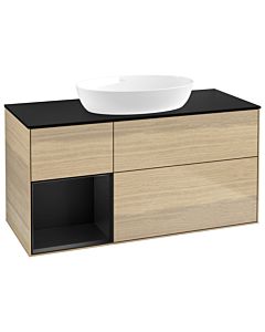 Villeroy und Boch Finion Waschtischunterschrank GA62PDPC 120cm, Abdeckplatte black matt, Emotion, Regale Black matt lacquer, Oak Veneer