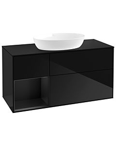 Villeroy und Boch Finion Waschtischunterschrank GA62PDPH 120cm, Abdeckplatte black matt, Emotion, Regale Black matt lacquer, Glossy Black Lacquer