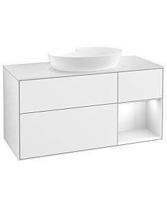 Villeroy und Boch Finion Waschtischunterschrank GA71GFGF 120cm, Abdeckplatte white matt, Emotion, Regale Glossy white lacquer, Glossy white lacquer