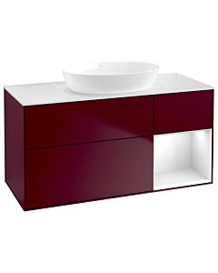 Villeroy und Boch Finion Villeroy und Boch GA71GFHB 120cm, plaque de recouvrement blanc mat, Emotion, étagères Laque blanche brillante, Peony Matt