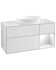 Villeroy und Boch Finion Waschtischunterschrank GA71GFMT 120cm, Abdeckplatte white matt, Emotion, Regale Glossy white lacquer, White matt lacquer