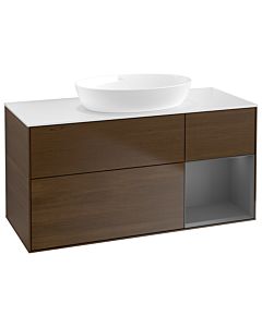 Villeroy und Boch Finion Villeroy und Boch Finion GA71GKGN 120cm, cover plate white matt, Emotion, shelves anthracite matt lacquer, walnut veneer