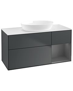 Villeroy und Boch Finion Waschtischunterschrank GA71GKHG 120cm, Abdeckplatte white matt, Emotion, Regale Anthracite matt lacquer, Midnight Blue Matt Lacquer