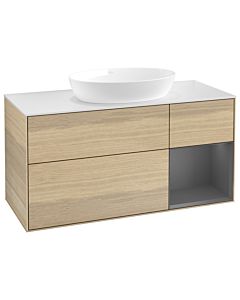 Villeroy und Boch Finion Villeroy und Boch Finion GA71GKPC 120cm, cover plate white matt, Emotion, shelves anthracite matt lacquer, Oak Veneer