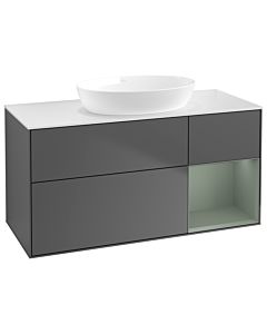 Villeroy und Boch Finion Villeroy und Boch Finion GA71GMGK 120cm, cover plate white matt, Emotion, shelves olive matt lacquer, anthracite matt