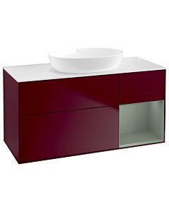 Villeroy und Boch Finion Waschtischunterschrank GA71GMHB 120cm, Abdeckplatte white matt, Emotion, Regale Olive matt lacquer, Peony Matt