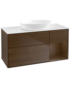 Villeroy und Boch Finion GA71GNGN 120cm, plateau blanc mat, emotion, étagères Walnut Veneer , placage Walnut Veneer