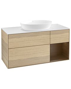 Villeroy und Boch Finion Waschtischunterschrank GA71GNPC 120cm, Abdeckplatte white matt, Emotion, Regale Walnut Veneer, Oak Veneer