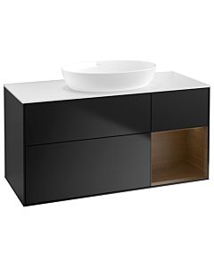 Villeroy und Boch Finion Villeroy und Boch Finion GA71GNPD 120cm, cover plate white matt, Emotion, shelves Walnut Veneer , black matt lacquer