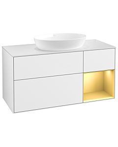 Villeroy und Boch Finion Villeroy und Boch Finion GA71HFGF 120cm, cover plate white matt, Emotion, shelves gold matt lacquer, glossy white lacquer