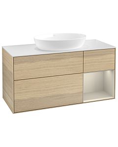 Villeroy und Boch Finion Waschtischunterschrank GA71HHPC 120cm, Abdeckplatte white matt, Emotion, Regale sand matt lacquer, Oak Veneer