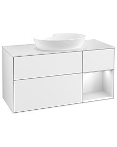 Villeroy und Boch Finion Waschtischunterschrank GA71MTGF 120cm, Abdeckplatte white matt, Emotion, Regale White matt lacquer, Glossy white lacquer