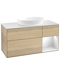 Villeroy und Boch Finion Waschtischunterschrank GA71MTPC 120cm, Abdeckplatte white matt, Emotion, Regale White matt lacquer, Oak Veneer