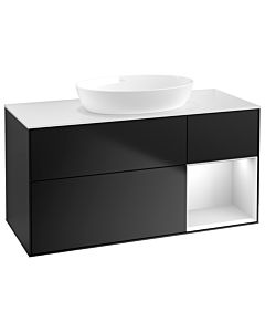 Villeroy und Boch Finion Waschtischunterschrank GA71MTPD 120cm, Abdeckplatte white matt, Emotion, Regale White matt lacquer, Black matt lacquer