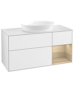 Villeroy und Boch Finion Waschtischunterschrank GA71PCGF 120cm, Abdeckplatte white matt, Emotion, Regale Oak Veneer, Glossy white lacquer