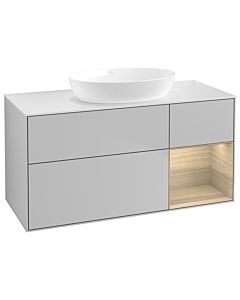 Villeroy und Boch Finion GA71PCGJ 120cm, plaque de recouvrement blanc mat, Emotion, étagères Oak Veneer , gris clair mat