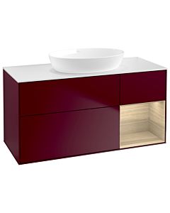 Villeroy und Boch Finion Waschtischunterschrank GA71PCHB 120cm, Abdeckplatte white matt, Emotion, Regale Oak Veneer, Peony Matt