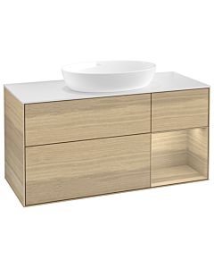 Villeroy und Boch Finion Villeroy und Boch GA71PCPC 120cm, plaque de recouvrement blanc mat, emotion, étagères Oak Veneer , Oak Veneer