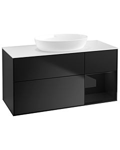 Villeroy und Boch Finion Waschtischunterschrank GA71PHPD 120cm, Abdeckplatte white matt, Emotion, Regale Glossy black lacquer, Black matt lacquer