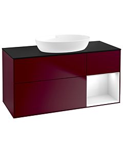 Villeroy und Boch Finion Villeroy und Boch Finion GA72GFHB 120cm, cover plate black matt, Emotion, shelves Glossy white lacquer, Peony Matt