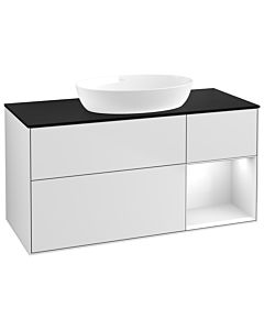 Villeroy und Boch Finion Villeroy und Boch Finion GA72GFMT 120cm, cover plate black matt, Emotion, shelves Glossy white lacquer, white matt lacquer