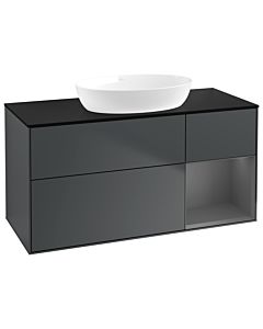 Villeroy und Boch Finion Waschtischunterschrank GA72GKHG 120cm, Abdeckplatte black matt, Emotion, Regale Anthracite matt lacquer, Midnight Blue Matt Lacquer