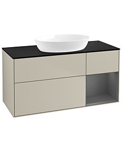 Villeroy und Boch Finion Waschtischunterschrank GA72GKHH 120cm, Abdeckplatte black matt, Emotion, Regale Anthracite matt lacquer, Sand Matt Lacquer