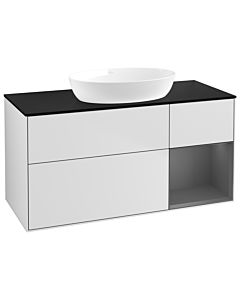 Villeroy und Boch Finion Waschtischunterschrank GA72GKMT 120cm, Abdeckplatte black matt, Emotion, Regale Anthracite matt lacquer, White matt lacquer