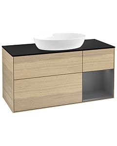Villeroy und Boch Finion Villeroy und Boch Finion GA72GKPC 120cm, cover plate black matt, Emotion, shelves anthracite matt lacquer, Oak Veneer