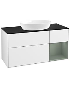 Villeroy und Boch Finion Villeroy und Boch Finion GA72GMGF 120cm, cover plate black matt, Emotion, shelves olive matt lacquer, glossy white lacquer