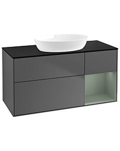 Villeroy und Boch Finion Villeroy und Boch Finion GA72GMGK 120cm, cover plate black matt, Emotion, shelves olive matt lacquer, anthracite matt
