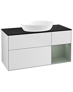 Villeroy und Boch Finion Villeroy und Boch Finion GA72GMMT 120cm, cover plate black matt, Emotion, shelves olive matt lacquer, white matt lacquer