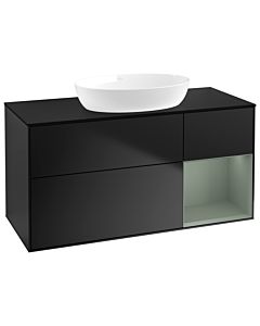 Villeroy und Boch Finion Waschtischunterschrank GA72GMPD 120cm, Abdeckplatte black matt, Emotion, Regale Olive matt lacquer, Black matt lacquer