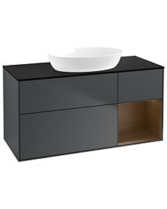 Villeroy und Boch Finion Villeroy und Boch Finion GA72GNHG 120cm, cover plate black matt, Emotion, shelves Walnut Veneer , Midnight Blue Matt Lacquer