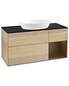 Villeroy und Boch Finion Villeroy und Boch GA72GNPC 120cm, plaque de recouvrement noir mat, emotion, étagères Walnut Veneer , Oak Veneer