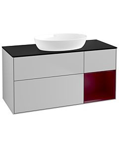 Villeroy und Boch Finion Waschtischunterschrank GA72HBGJ 120cm, Abdeckplatte black matt, Emotion, Regale Peony matt lacquer, Light grey matt