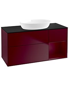Villeroy und Boch Finion Waschtischunterschrank GA72HBHB 120cm, Abdeckplatte black matt, Emotion, Regale Peony matt lacquer, Peony Matt