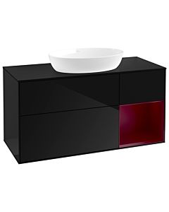 Villeroy und Boch Finion Waschtischunterschrank GA72HBPH 120cm, Abdeckplatte black matt, Emotion, Regale Peony matt lacquer, Glossy Black Lacquer